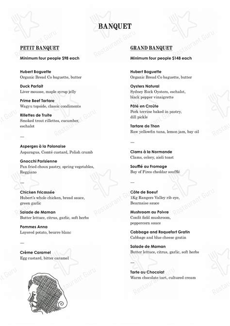restaurant hubert menu prices
